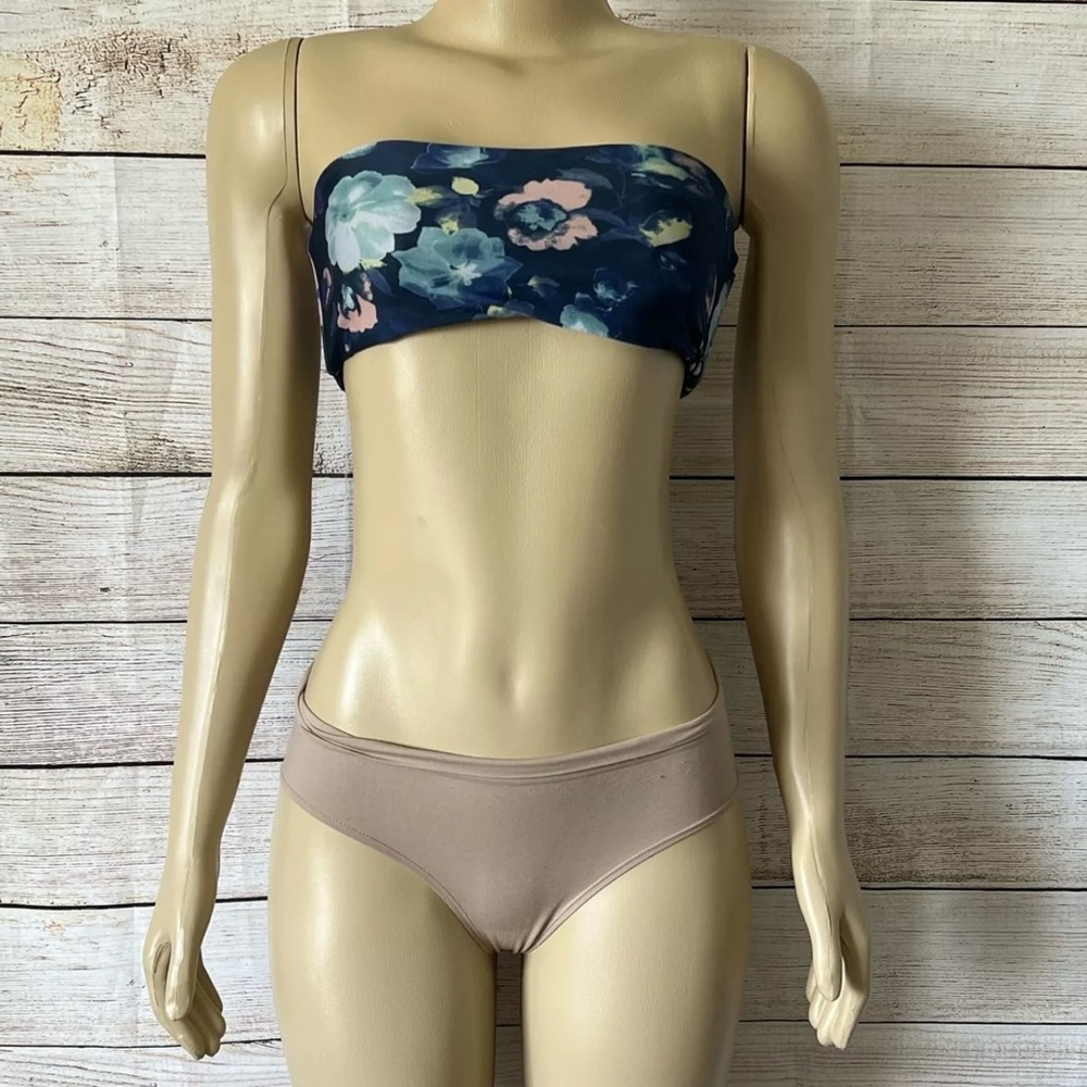 Lolli Swim Blue Floral Bandeau Tube Bikini Top Size S